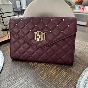 Badgley Mischka Quilted Burgundy Clutch